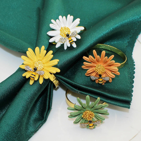 Cute Bee & Flower Napkin Rings | Unique Gift Idea | Set of 4