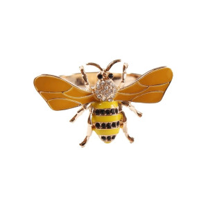 Golden Crystal Bee Napkin Rings | Unique Table Decor Gift