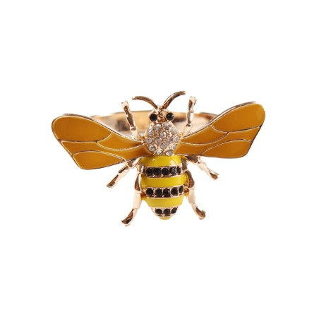 Golden Crystal Bee Napkin Rings | Unique Table Decor Gift