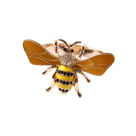 Golden Crystal Bee Napkin Rings | Unique Table Decor Gift