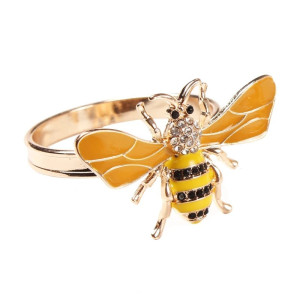Golden Crystal Bee Napkin Rings | Unique Table Decor Gift