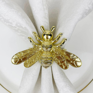 Elegant Bee Napkin Rings (Set of 6) | Gold & Silver Decor