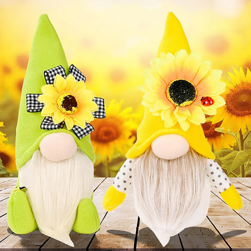 "Sunflower Guardian" Bee Gnome Couple | Cute Spring Decor Gift