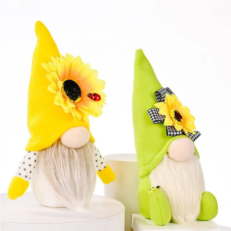 "Sunflower Guardian" Bee Gnome Couple | Cute Spring Decor Gift