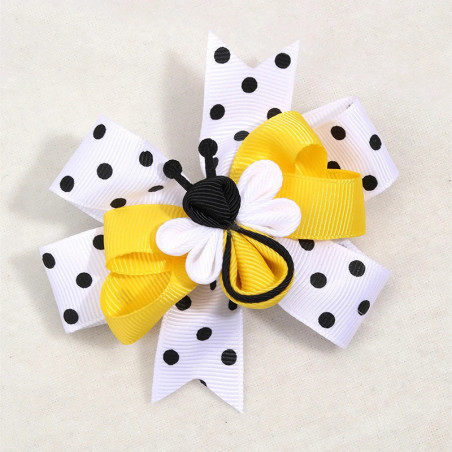 Cute Bee Hair Clip with Polka Dot Bow | Unique Hair Accessory
