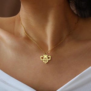 Natural Glow Bee Pendant Necklace - Gold & Silver Bee Jewelry