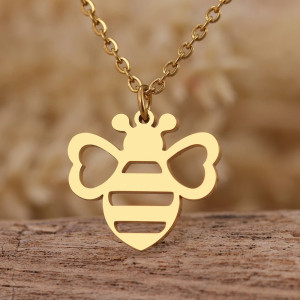Natural Glow Bee Pendant Necklace - Gold & Silver Bee Jewelry