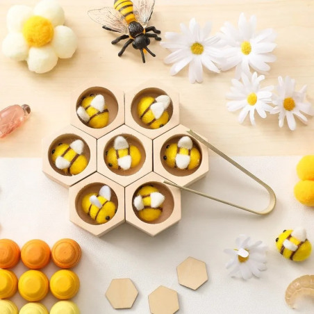 Wooden Montessori Bee Hive Toy - Fine Motor Skills & Coordination