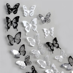 Black & White Butterfly Stickers - Chic Wall Decor - Set of 18