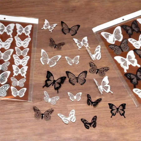 Black & White Butterfly Stickers - Chic Wall Decor - Set of 18