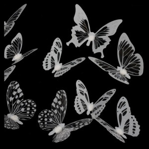 Black & White Butterfly Stickers - Chic Wall Decor - Set of 18