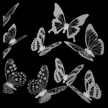 Black & White Butterfly Stickers - Chic Wall Decor - Set of 18