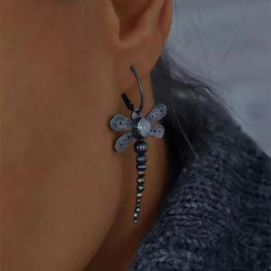 Vintage Dragonfly Earrings | Unique Moonstone Jewelry Gift