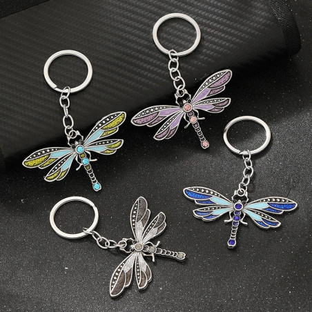 Colorful Acrylic Dragonfly Keychain - Unique Nature Gift