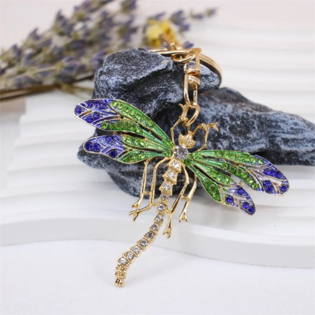 Rhinestone Dragonfly Keychain with Crystal Pendants | 1001bees