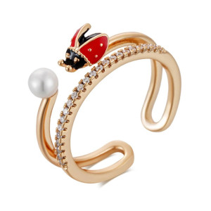 Vintage Ladybug Ring | Adjustable Gold-Plated Jewelry Gift