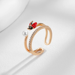 Vintage Ladybug Ring | Adjustable Gold-Plated Jewelry Gift