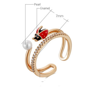 Vintage Ladybug Ring | Adjustable Gold-Plated Jewelry Gift