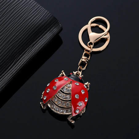 Royal Sparkling Ladybug Keychain - Elegant Zircon Accessory