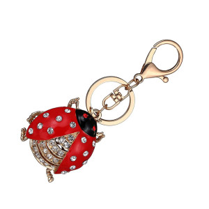 Royal Sparkling Ladybug Keychain - Elegant Zircon Accessory