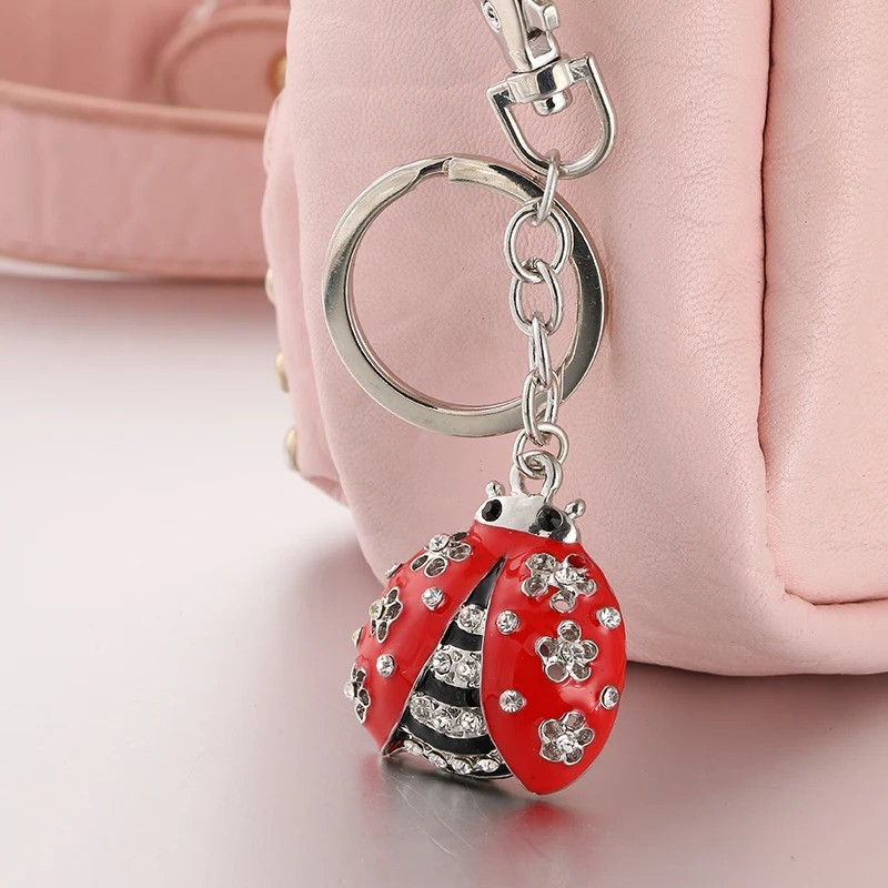 Cute Ladybug Keychain with Crystals | Unique Gift for Women