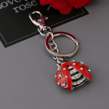 Cute Ladybug Keychain with Crystals | Unique Gift for Women