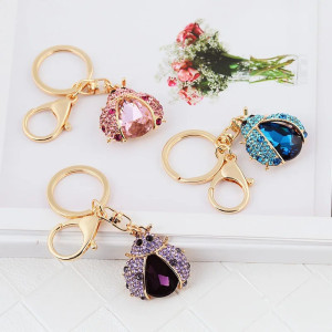 Sparkling Crystal Ladybug Keychain | Cute Bag Charm Jewelry