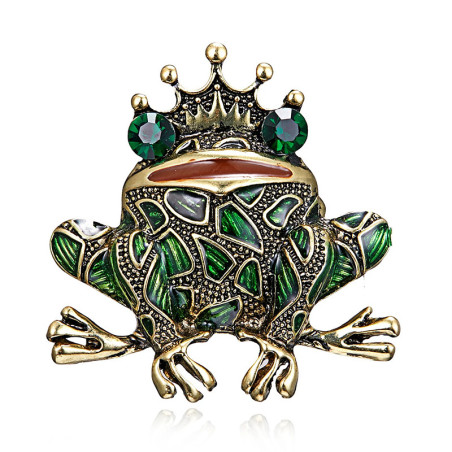 Royal Frog Prince Brooch | Cute Enamel & Crystal Pin