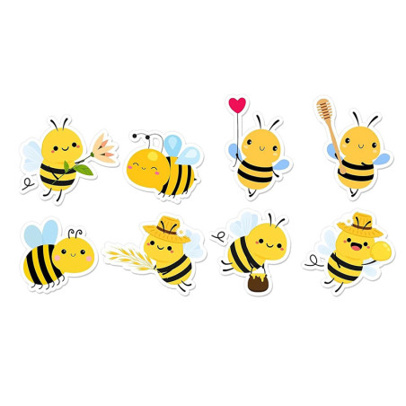 Funny Bee Stickers Roll (500 pcs) | Cute & Unique Decals