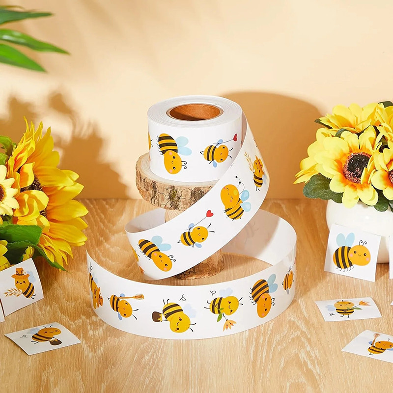 Funny Bee Stickers Roll (500 pcs) | Cute & Unique Decals