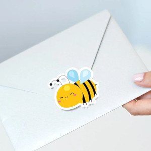 Funny Bee Stickers Roll (500 pcs) | Cute & Unique Decals