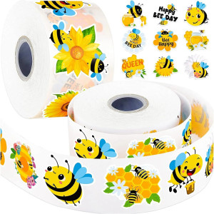 500 Cute Bee Stickers Roll | Gift for Beekeepers & Crafters