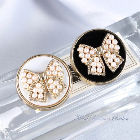 Elegant Pearl Bow Buttons | Chic Gold Sewing Accessory