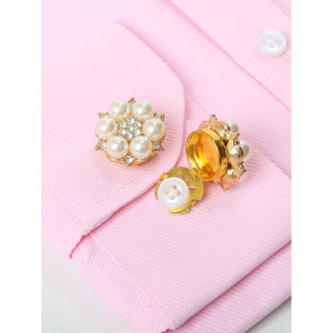 “Pearly Elegance” Flower Button Cover | Cute Shirt Accessory