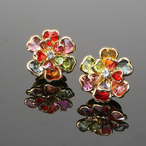 Crystal Flower Button Covers | Unique Gift for Women | Set of 2