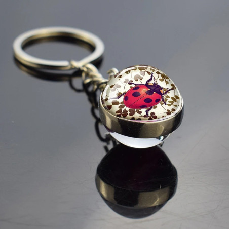Lucky Clover Ladybug Keychain | Cute Good Luck Charm Gift