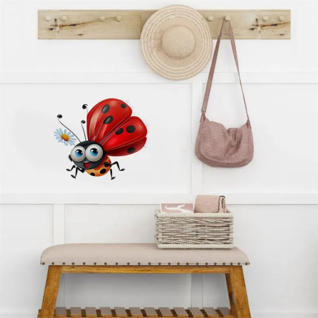 Cute "Happy Flight" Ladybug Sticker | Fun & Colorful Decor