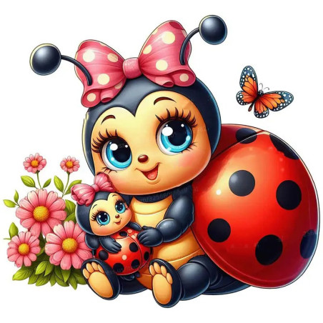 Cute Mama & Baby Ladybug Sticker | Unique Gift for Nature Lovers