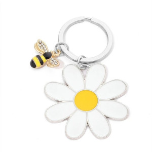Cute Bee & Daisy Keychain | Gold Bee Jewelry Gift for Women