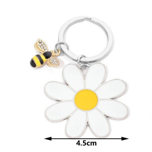 Cute Bee & Daisy Keychain | Gold Bee Jewelry Gift for Women