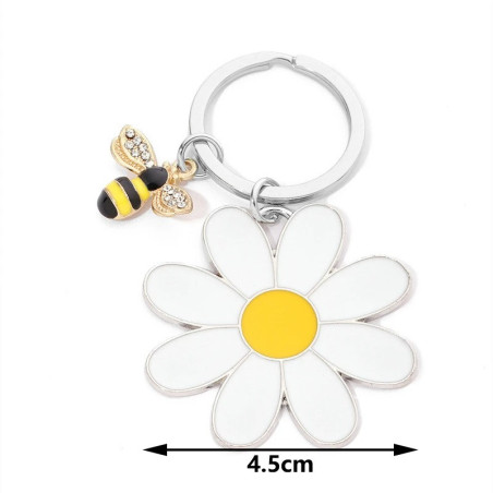 Cute Bee & Daisy Keychain | Gold Bee Jewelry Gift for Women