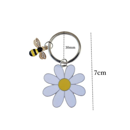 Cute Bee & Daisy Keychain | Gold Bee Jewelry Gift for Women