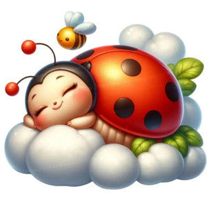 'Floating Dream' Cute Ladybug & Bee Sticker | Magic & Serenity