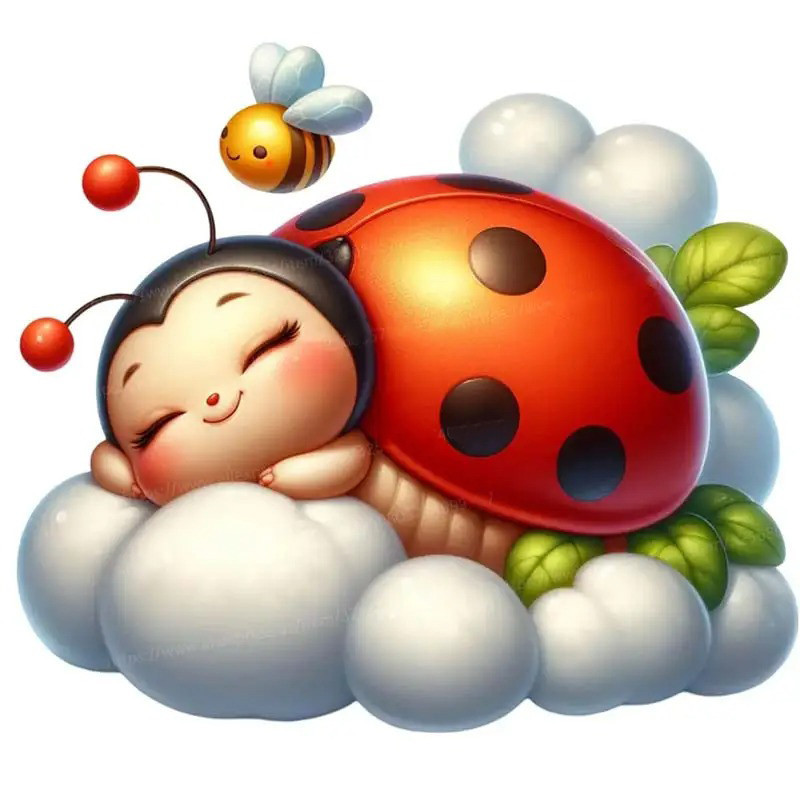 'Floating Dream' Cute Ladybug & Bee Sticker | Magic & Serenity