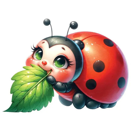 Cute Ladybug Eating Leaf Sticker | Unique Gift for Nature Lovers