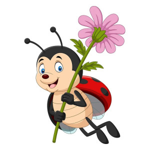 Cute Ladybug "Happiness Flower" Sticker | Wall Decal Gift