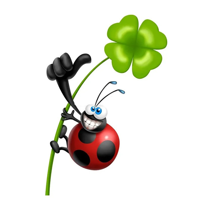 Cute Lucky Ladybug & Clover Sticker | Wall Decal Gift
