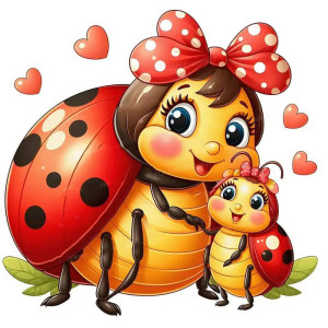 Cute Ladybug 'Ribbon of Love' Wall Decal for Nursery