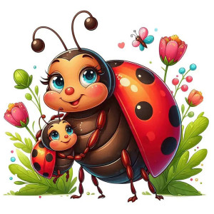 Cute Pastel Bee-Wings Ladybug Sticker | Wall Decal for Kids
