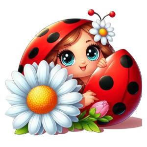 Cute "Floral Sweetness" Ladybug Sticker | Kids Wall Decor